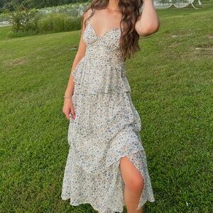 BLUE FLORAL MAXI DRESS